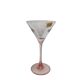 Set of 4 Luminarc Cocktail glasses with pink stems, original label from 1980.
