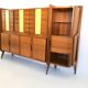 Monumental Wooden Cabinet with Parchment Panels by Gio Ponti, Italy