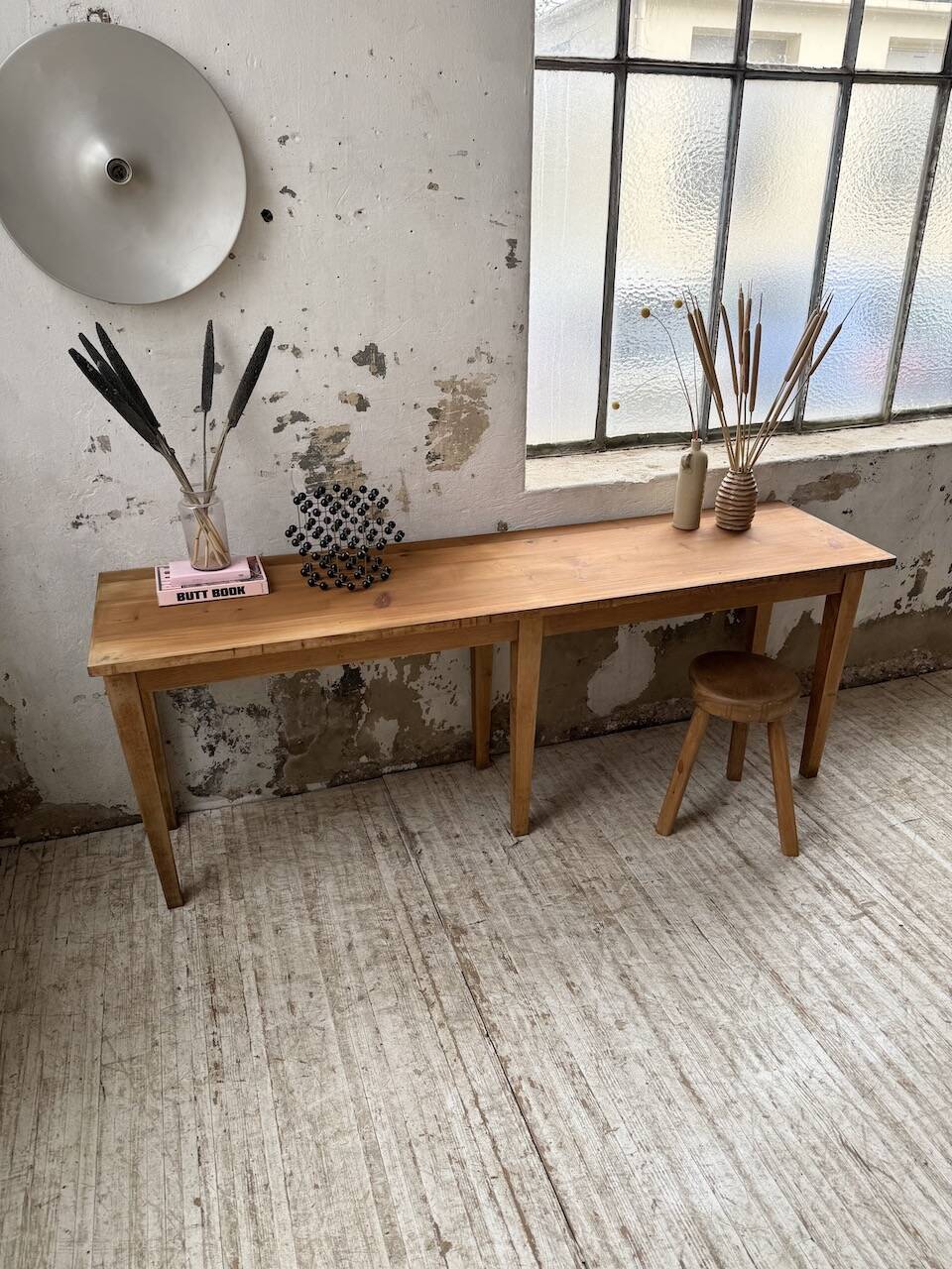 Oak and pine farmhouse console table