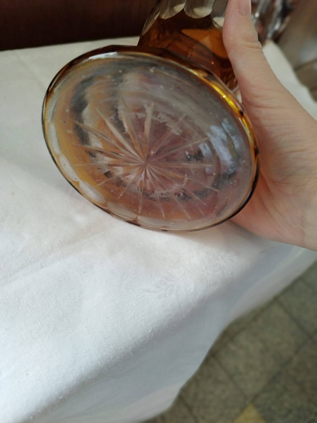 Bohemian crystal chiseled vase