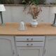 Vintage sideboard in pearl grey patinated oak, wooden top.