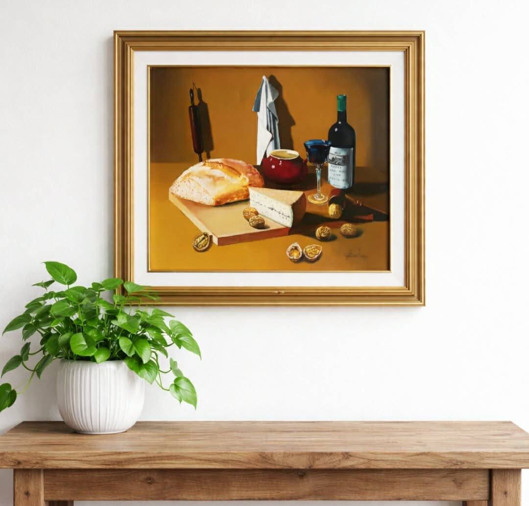 Oil on canvas still life signed Frechin.