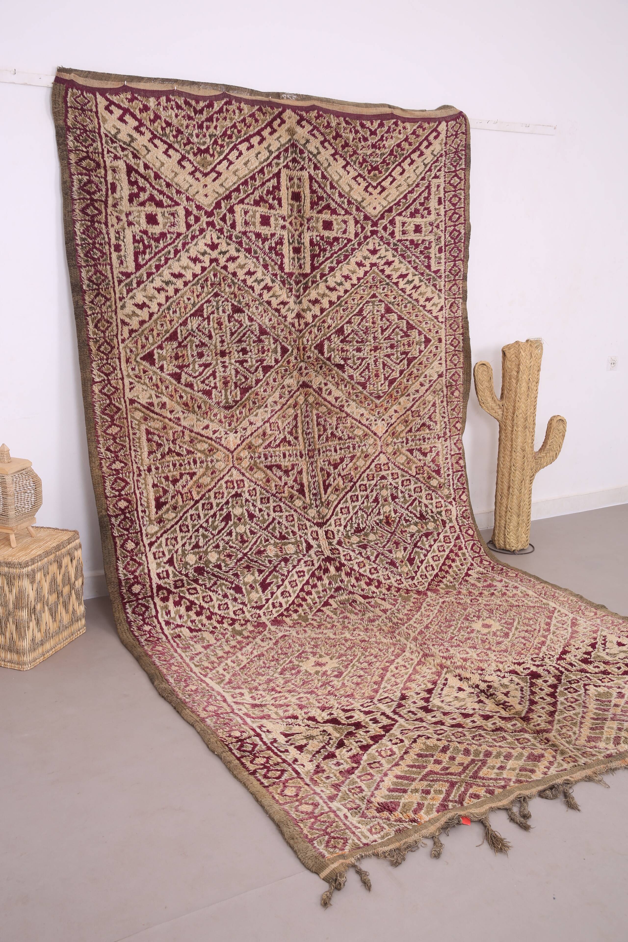 Purple Vintage Beni Mguild Rug 186 x 353 cm - Handmade Berber Wool Rug