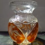 Old Transparent & Orange Cut Crystal Vase Vintage Flower Decor