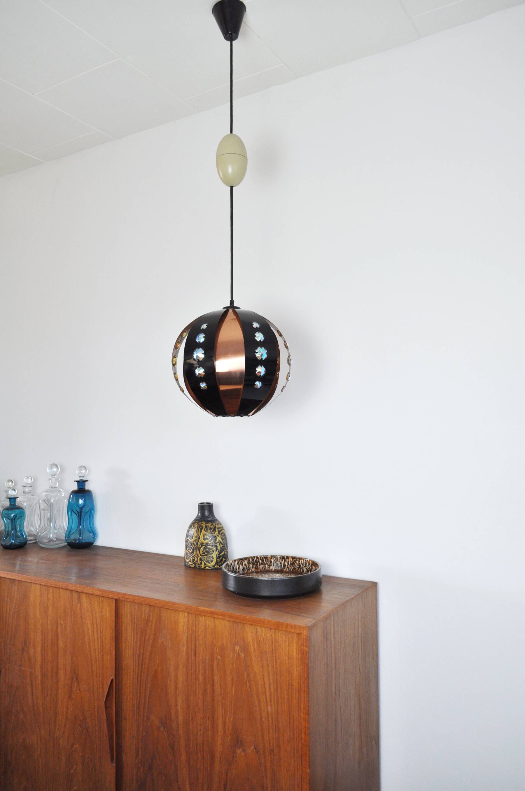 Danish copper pendant by Werner Schou for Coronell, 1970s