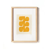 Series of 4 paintings on paper - yellow abstract compositions - signed Eawy