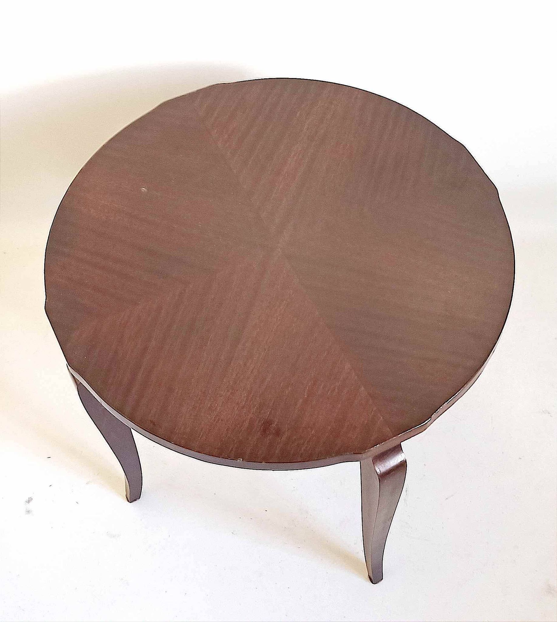 Guéridon Art Déco plaquage acajou Diamètre 60,4 cm