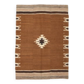 Tapis Kilim vintage camel marron et beige 4x5, 118x161 cm