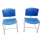 paire de chaises max stacker steel case bleues