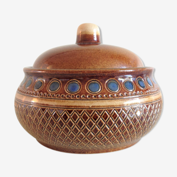 Pot en ceramique marron et bleue par Marzi et Remy 60/70