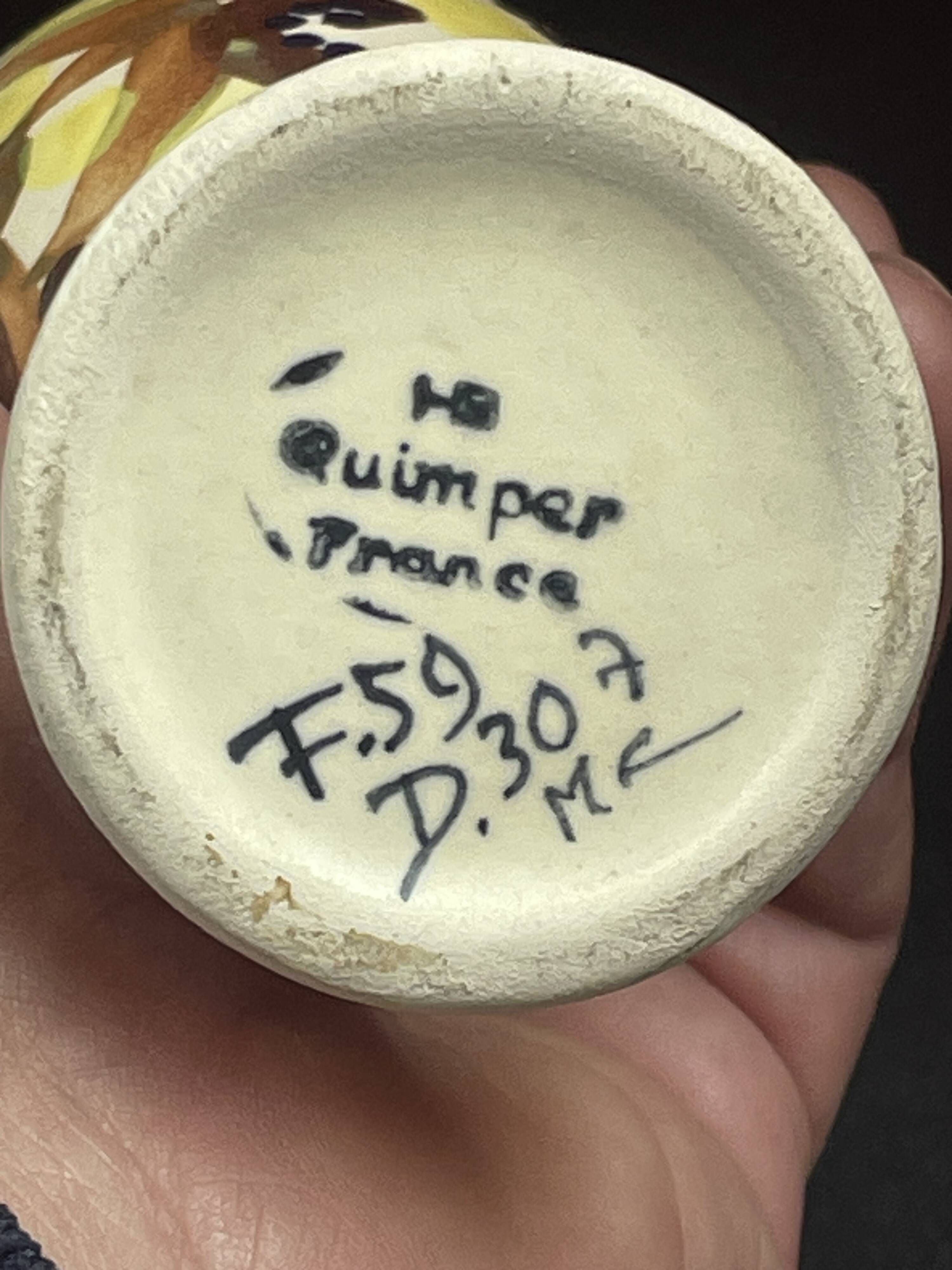 ewer soliflore vase in Quimper earthenware 19 cm