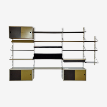 Black and olive green wall unit by Tjerk Rijenga for Pilastro, The Netherlands 1960's
