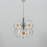 Mazzega Space Age Murano glass chrome plated chandelier, Italy 1970s