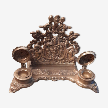 Encrier double avec porte plume et porte lettres style louis XV