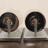 Wall lamps in worked glass and chromed metal, Italy 70's