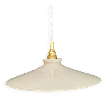 Suspension abat-jour vintage en opaline blanche