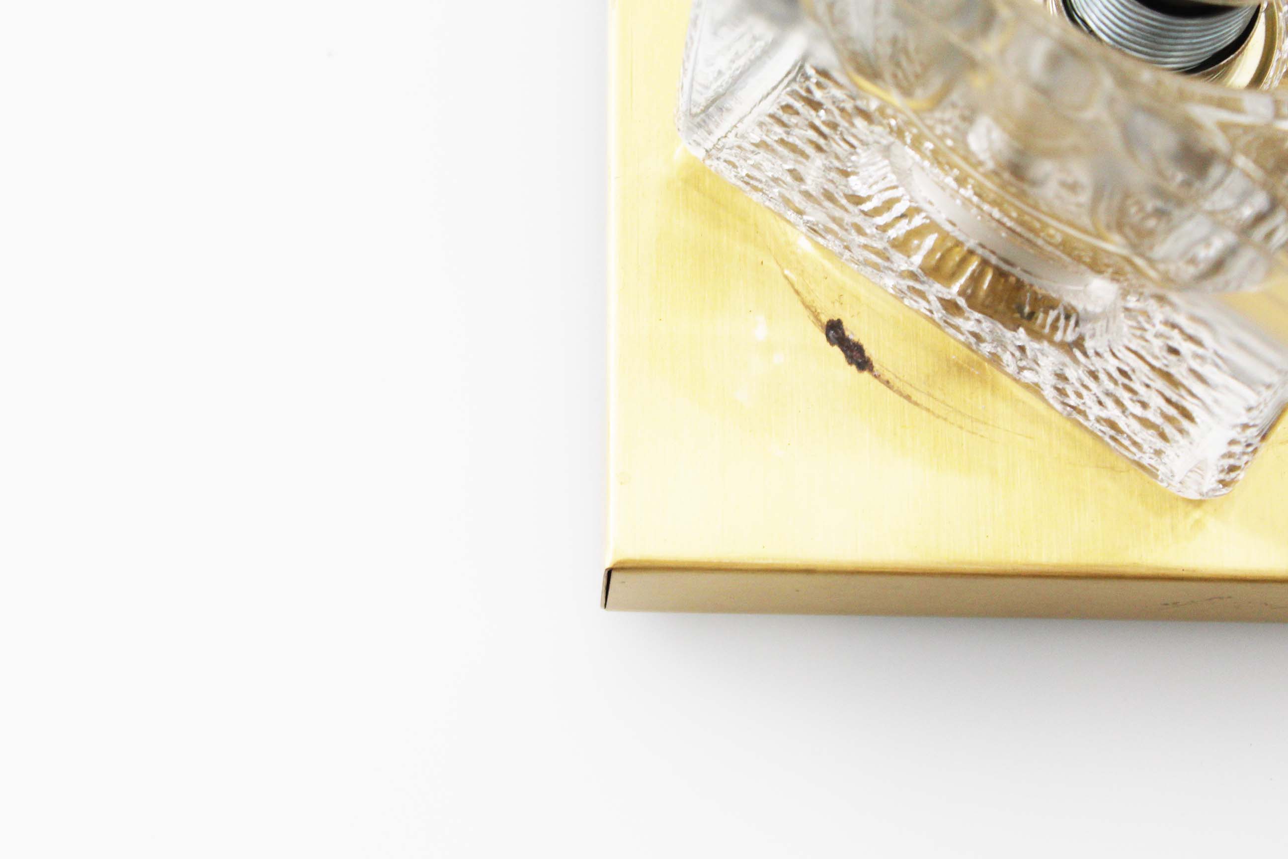 Set of two brass and murano glass ‘ice cube’ sconces by peill & putzler