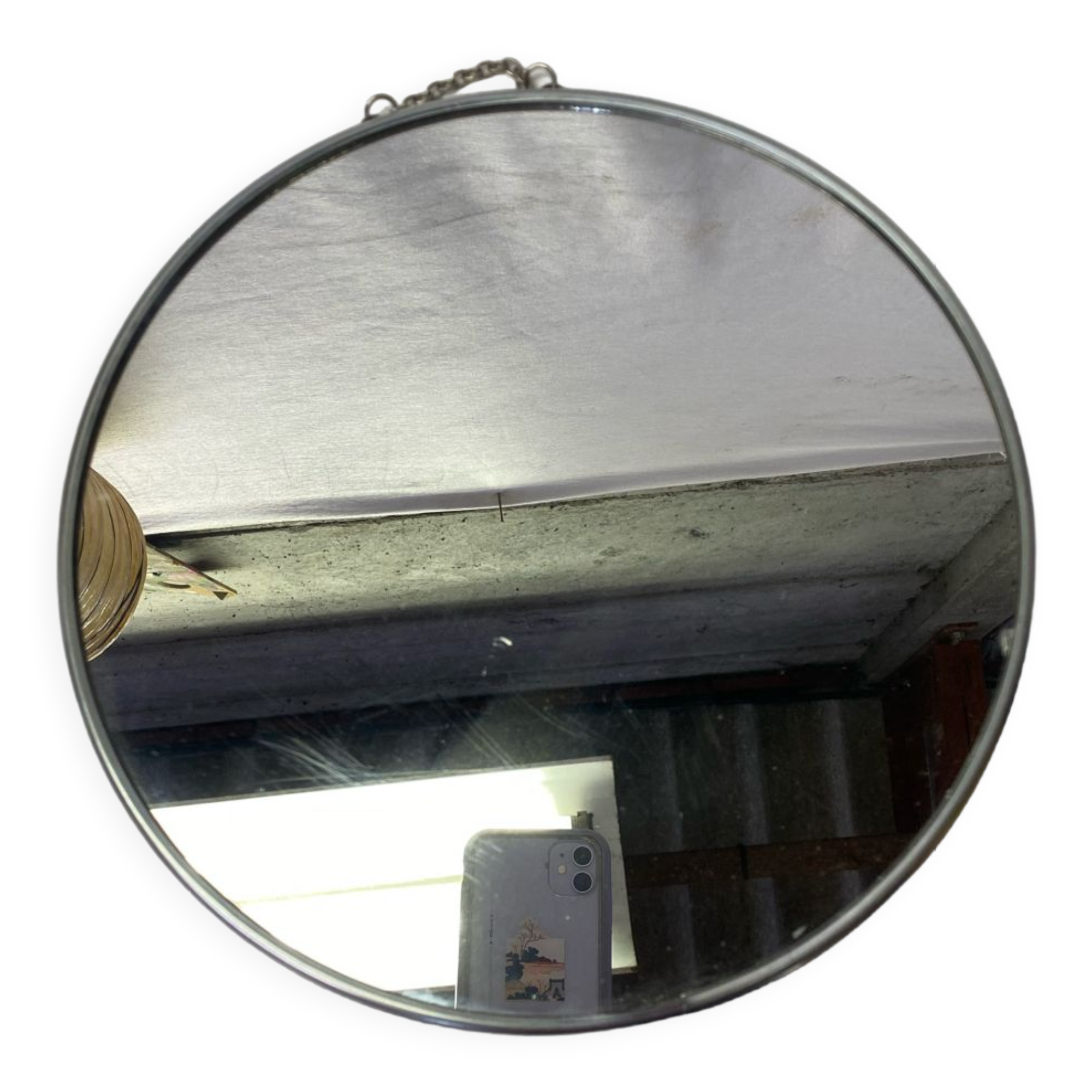 Round vintage barber mirror