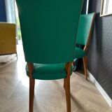 Pair of vintage emerald green chairs – 1950s, mid-century chic style