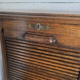 Solid oak double curtain filing cabinet