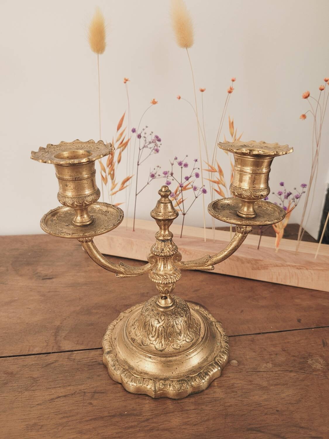 2-light brass chandelier