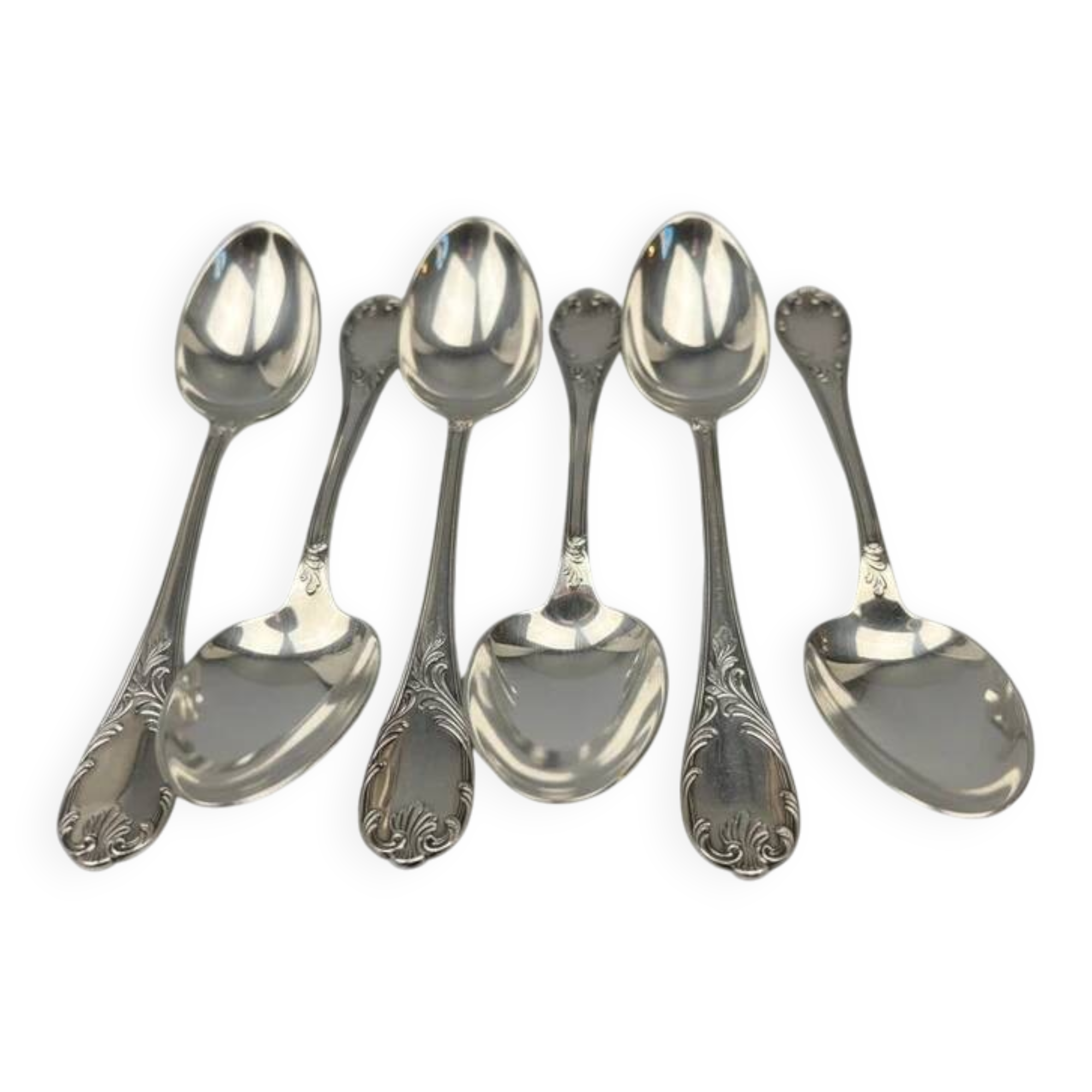 Set of 6 Christofle Marly soup spoons in near-new condition, 20.5 cm.