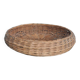 Vintage brown wicker round basket from the 1940s, woven flat, diameter 37 cm.