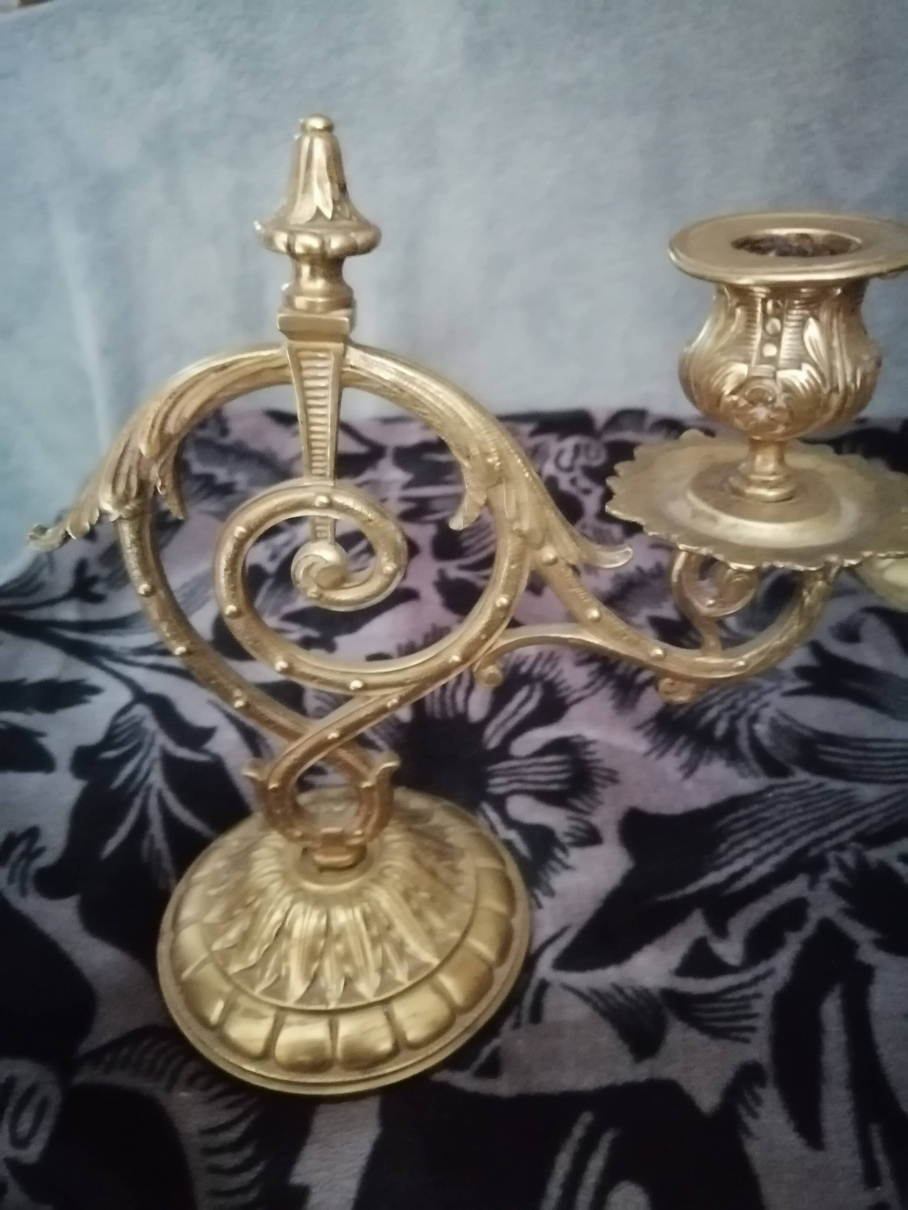Pair of old bronze candlestick