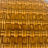 Flat round tray in slip with braided pattern signed FPP Vallauris J19 France vintage
