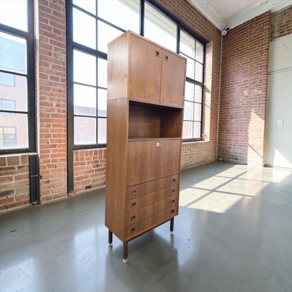 Bibliothèque/vitrine vintage en bois MDK