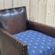 Club armchair art deco era leather and fabric cushion