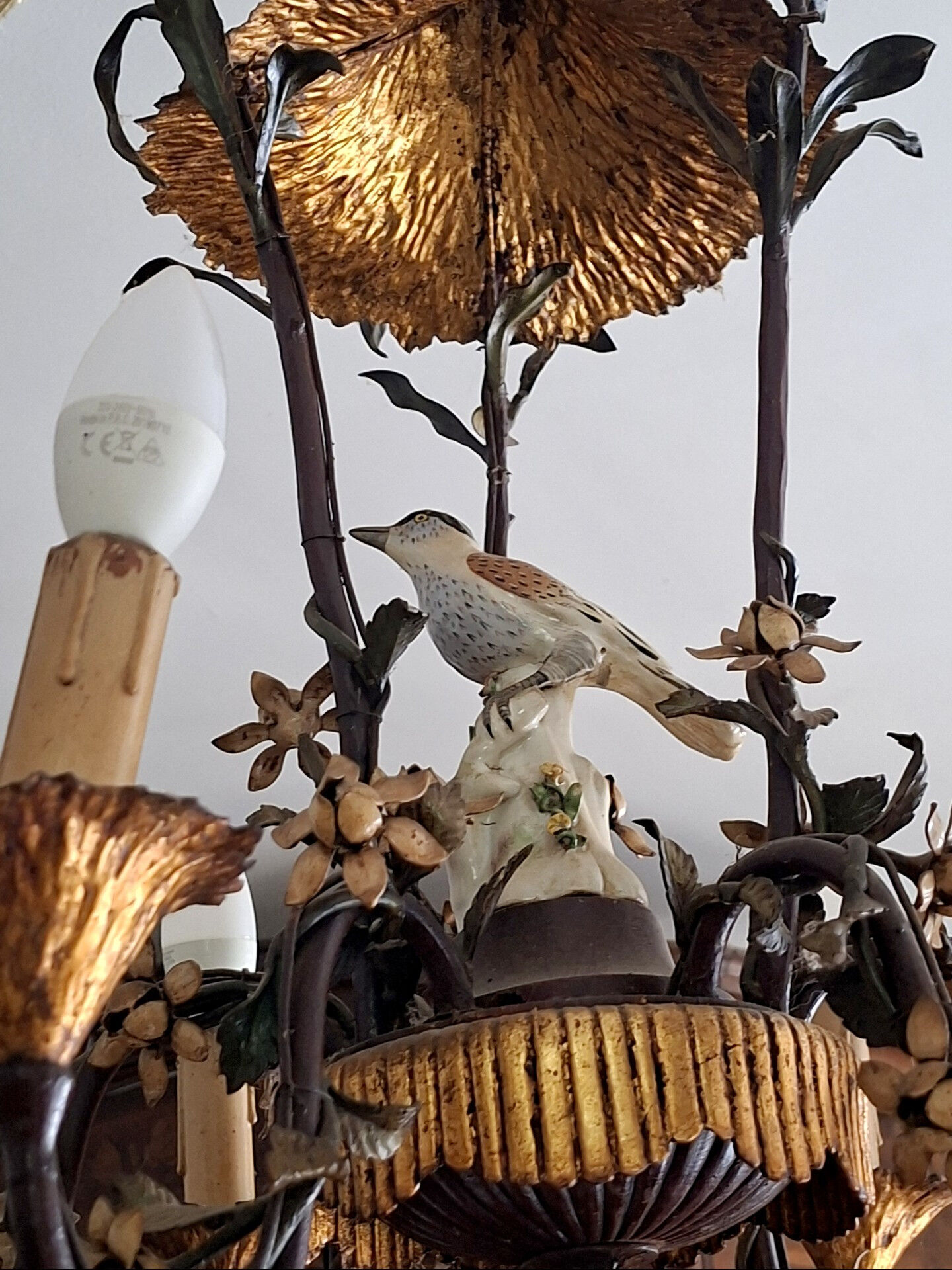 Lustre Naturaliste Aux Oiseaux, Fleurs Et Feuillages