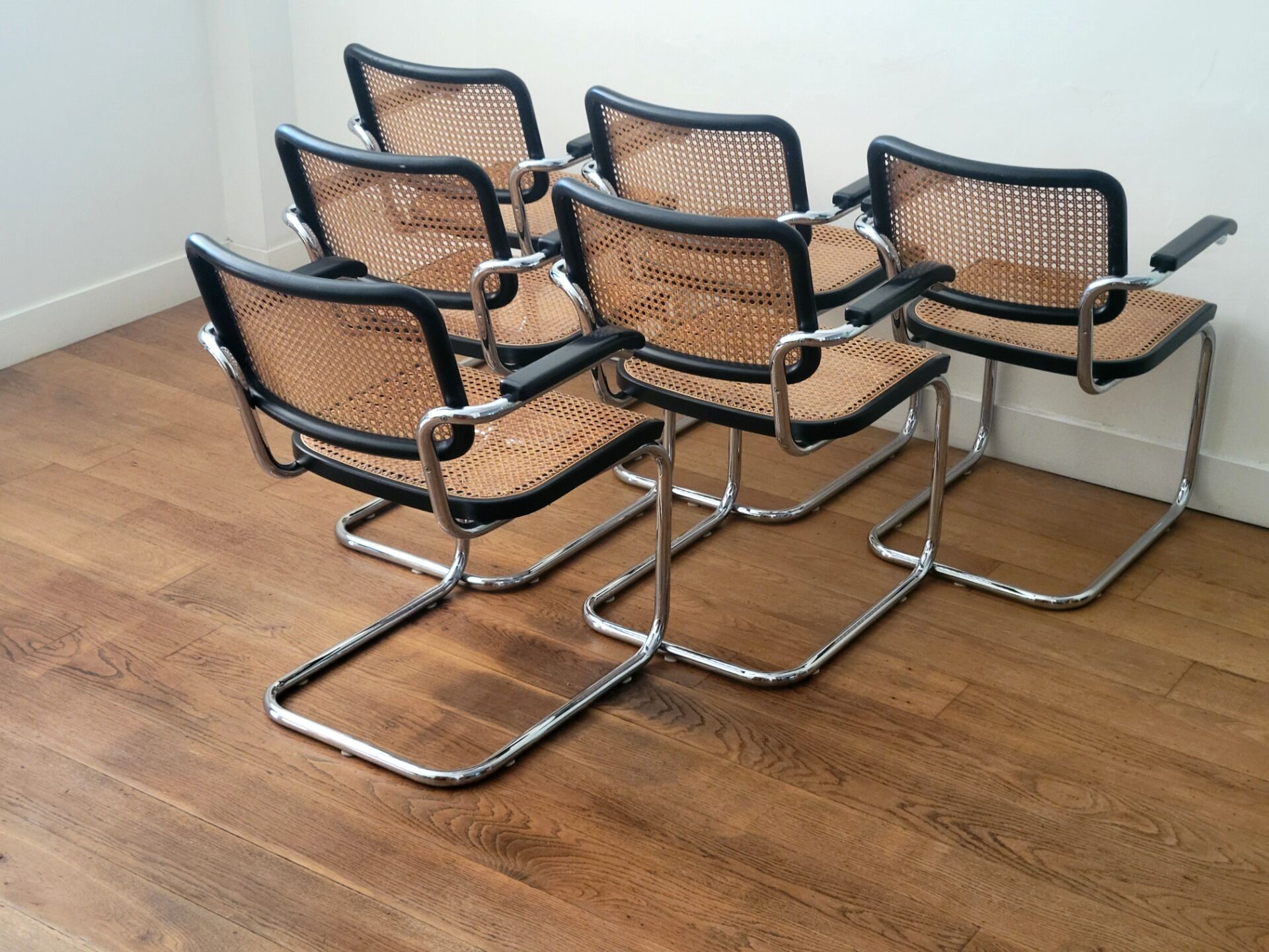 Ensemble de 6 chaises Thonet S64, Marcel Breuer, Thonet Allemagne, 1992