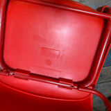 Duo of vintage Grofilex kindergarten children's chairs in red plastic