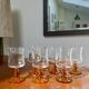 6 amber-footed aperitif glasses