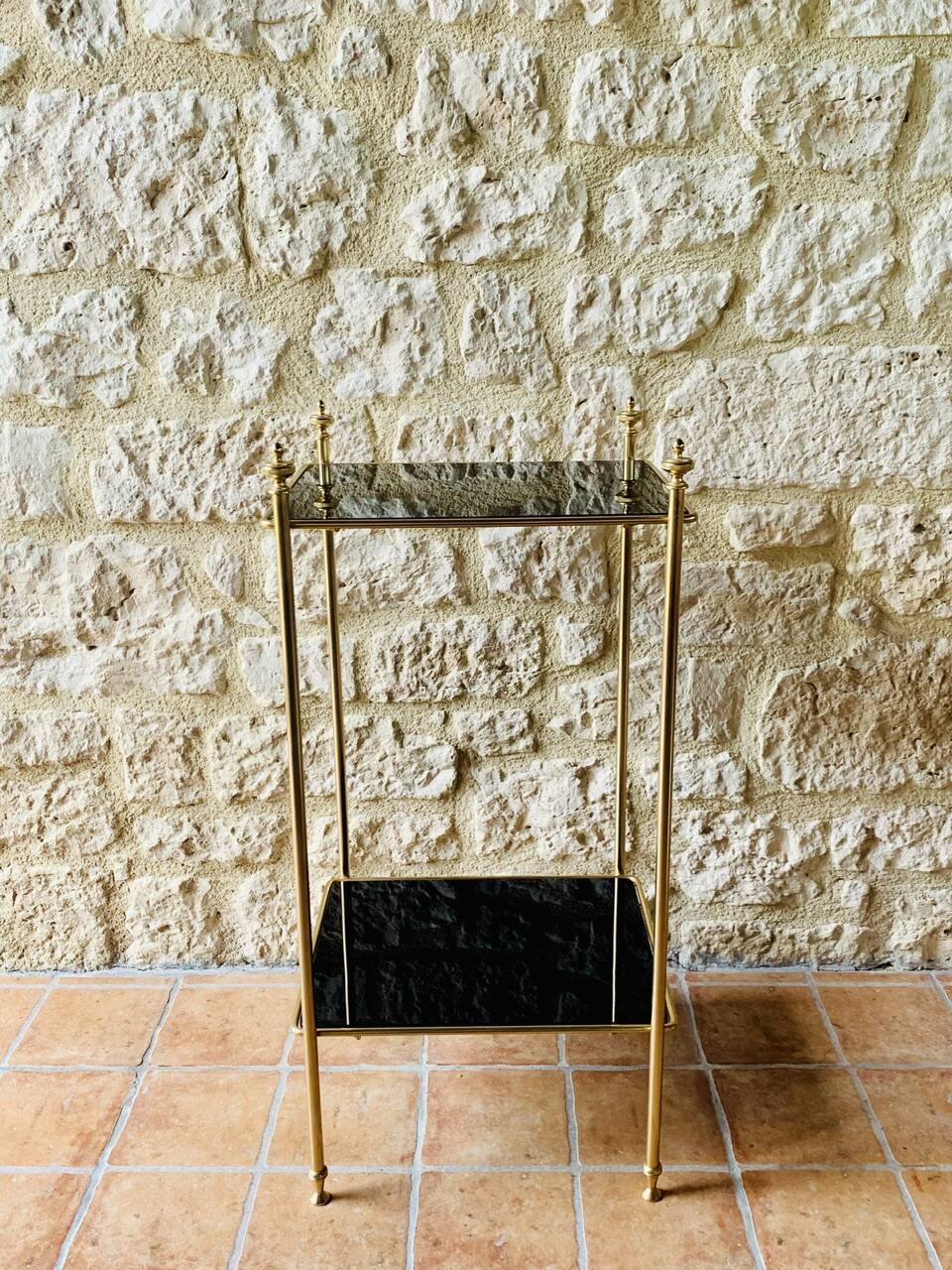 Vintage brass and glass side table circa 70's