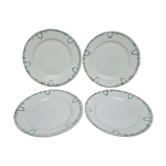 Lot de 4 assiettes anciennes Terre de fer Saint-Amand décor vert