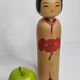 Signed Japanese Kokeshi Doll, Modern Style, Hand Painted Minimalist Decor, 30cm