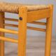 Pair of vintage 70s stools in wood and rope design hibiscus