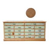 Old wooden display case with drawers, 1950