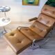 Fauteuil relax Lama 70's, chrome et simili cuir, repose pied repliable