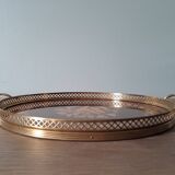 Round tray in art deco marquetry