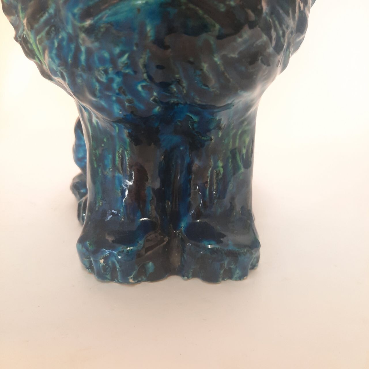 Lion statue, vintage, design Aldo Londi for Bitossi, Rimini blue series.