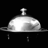 Silver metal caviar display