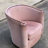 Art Deco club armchair Daisy Simon in beige leather and wood.