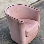 Art Deco club armchair Daisy Simon in beige leather and wood.