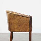 Fauteuil, chaise d'appoint en cuir marron