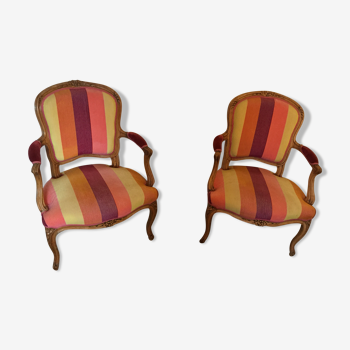 Pair of armchairs louis XV Kenzo fabrics