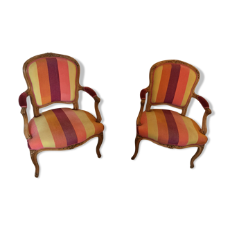 Pair of armchairs louis XV Kenzo fabrics