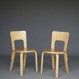 Chaises modèle 66 d'Alvar Aalto pour Artek, années 1980